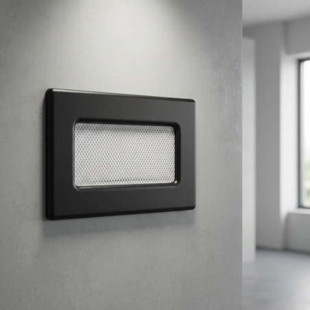 Grille fixe avec pré-cadre 11x17cm Noir pour climatisation et ventilation