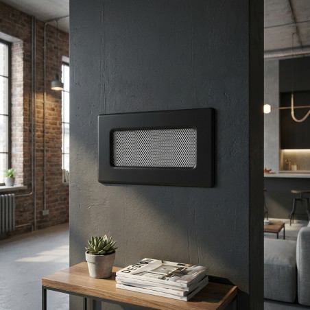 Fixed grille with pre-frame 30x17cm Black for Air Conditioning and Ventilation