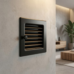 Grille réglable avec pré-cadre 17x17cm Noir pour climatisation et ventilation