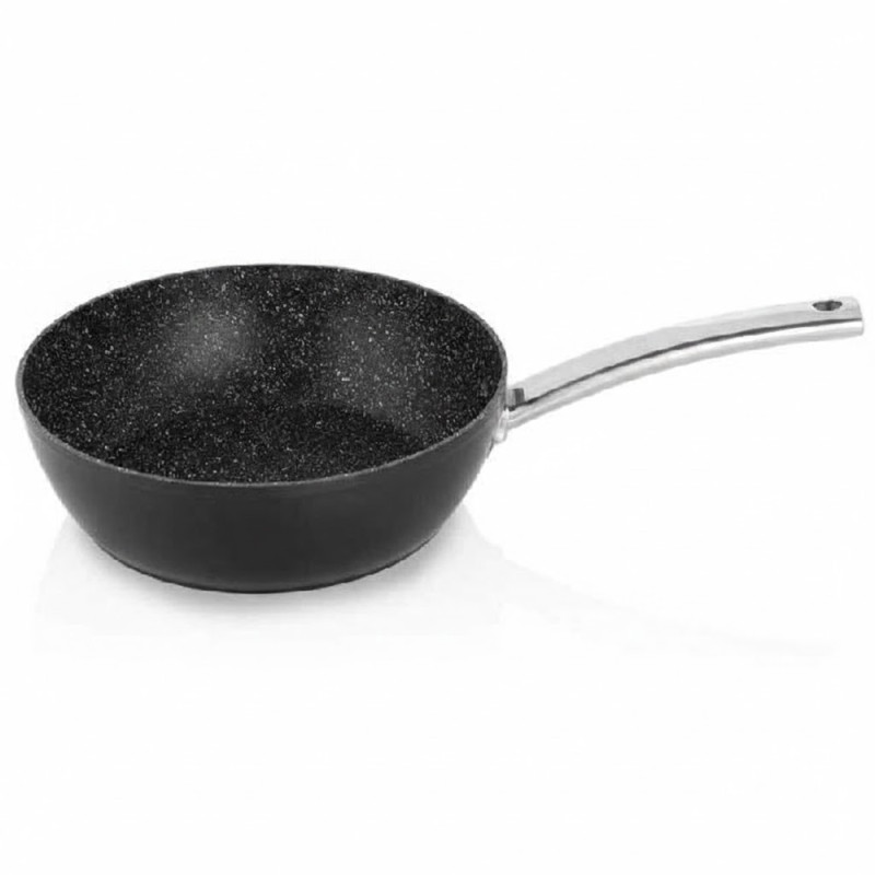 Frigideira funda de alumínio forjado 24 cm, pedra antiaderente, cabo de aço inoxidável, frigideira funda, panela de cozimento, f