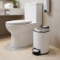 Poubelle à pédale pour salle de bain, acier inoxydable blanc mat | Poubelle hygiénique 16,8 x 25 cm