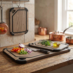 Tagliere in fibra di legno e silicone, colore noce | Antiscivolo | Cucina 44x32,5 cm