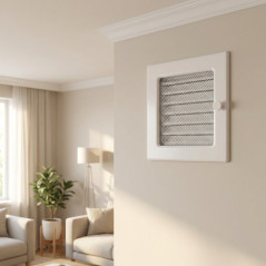 Grille réglable avec pré-cadre 17x17cm Blanc pour climatisation et ventilation