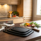 Cutting board with wood fiber + silicone, Black color, Measures 44x32.5 cm