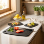 Black Silicone and Wood Fiber Cutting Board | Non-Slip | Kitchen Board 30x21.5 cm