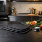 Planche à découper en silicone noir et fibres de bois | Antidérapante | Planche de cuisine 30 x 21,5 cm