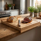 Wendbares Brotschneidebrett aus Holz 40x38 cm | Brotschneidebrett