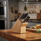Set di 6 coltelli classici + ceppo beige | Acciaio inossidabile | Coltello da chef, prosciutto, disosso | Lavabile in lavastovig