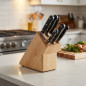 Set di 6 coltelli classici + ceppo beige | Acciaio inossidabile | Coltello da chef, prosciutto, disosso | Lavabile in lavastovig