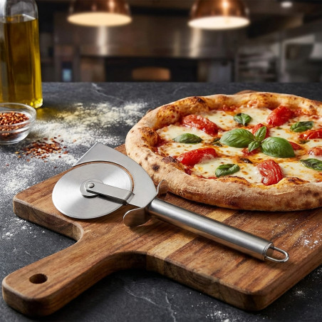 Coupe-pizza avec lame finale, en acier inoxydable, mesure 24 cm x 15 cm	