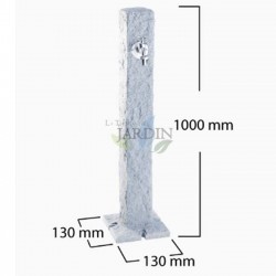 Fonte decorativa para jardim, imitação de granito + torneira, 100 cm de altura | Elemento aquático para decoração externa