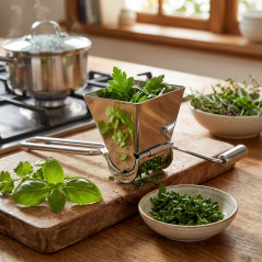 Picador de salsa manual Lacor em aço inoxidável, 13x20x7 cm | Cortador de ervas e especiarias