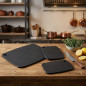 Tábua de corte em silicone preto e fibra de madeira | Antiderrapante | Tábua de cozinha 44x32,5 cm