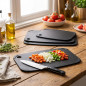 Tábua de corte em silicone preto e fibra de madeira | Antiderrapante | Tábua de cozinha 30x21,5 cm Tábua de corte em silicone preto e fibra de madeira | Antiderrapante | Tábua de cozinha 30x21,5 cm