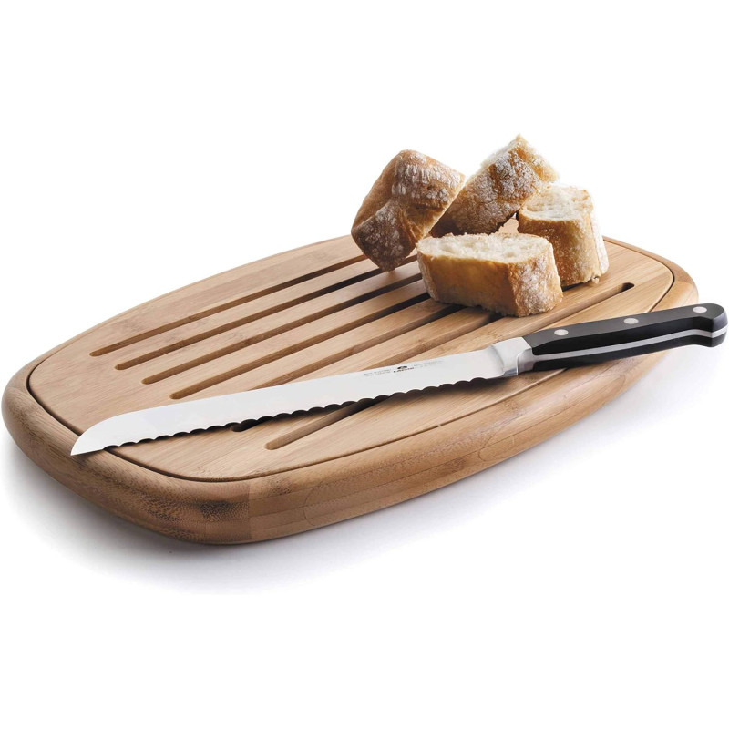 Tabla de Madera para corte de pan 40x27 cm | Tabla para Cortar Pan con Bandeja Recogemigas