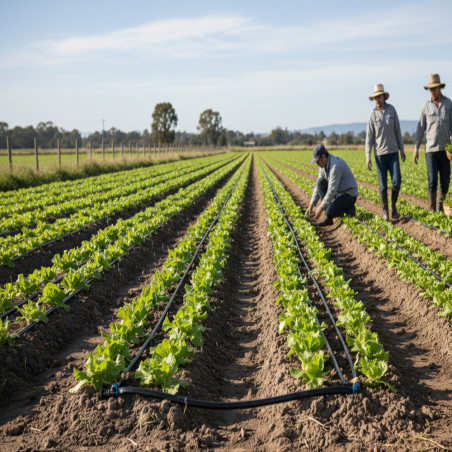 Irrigação por gotejamento de fita plana 16 mm, tubo de irrigação por gotejamento a cada 20 cm, 1000 m, tubo agrícola plano com v