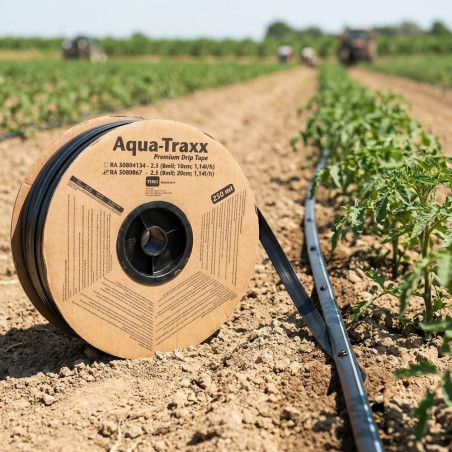Cinta de Riego por Goteo 16mm Plana | Rollo de 750 metros | Goteros integrados a 20 cm | Ideal para Cultivos en Hilera, Huertos