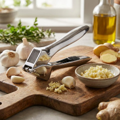 Spremiaglio e Laminatrice Inox per schiacciare e grattugiare, Misure 20x30x30 cm