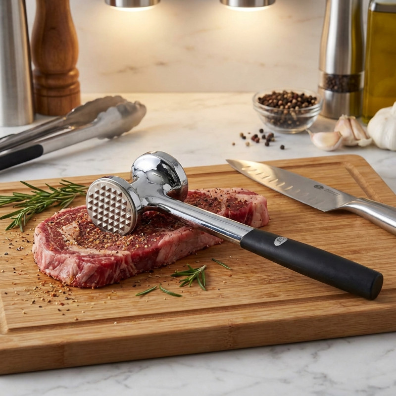 Marteau Attendrisseur Viande Lacor – Inox 18/10 – Double Face Pour Viande Tendre Et Moelleuse
