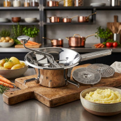 Pasapurés 3 Discos Acero Inoxidable 24 cm Lacor | Triturador Manual de Cocina