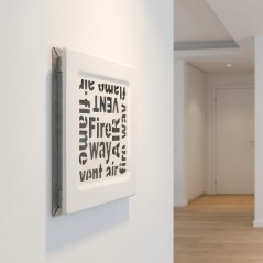 Feststehendes Lüftungsgitter mit weißem Vorrahmen, Serie Alphabet, 17 x 17 cm | Lüftungskanäle und Luft