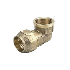 Brass female elbow for polyethylene pipe | Brass fitting, AENOR certified | Brass female threaded elbow