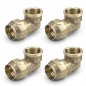 4 Stück Messingbogen 20mm x 1/2'' Weiblich für PE-Rohr 20mm | Aenor Zertifiziertes Messingzubehör | Gewindebogen Weiblich