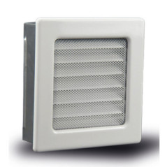 Fixed Ventilation Grille with White Pre-Frame, Slats and Mesh 17x17 cm | Ducts and Air