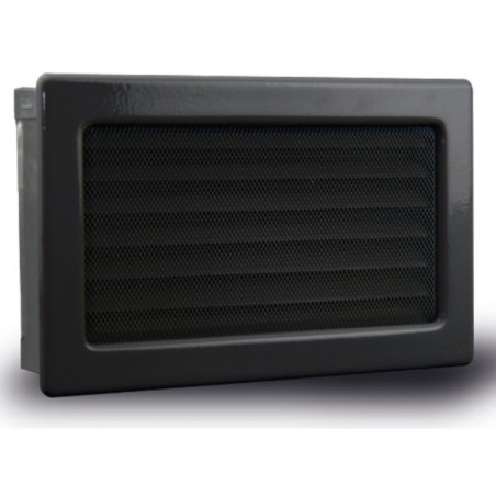 Grille de ventilation fixe avec cadre noir, lamelles et maille 30 x 17 cm | Conduits et air