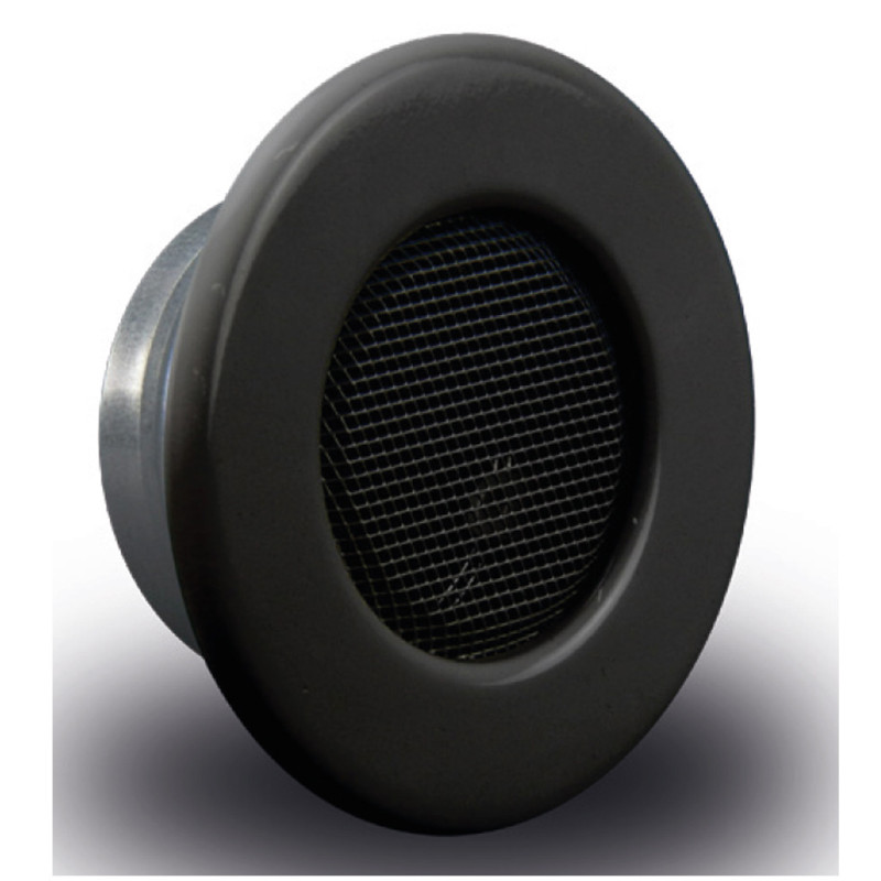 Grille de ventilation fixe, spéciale pour granulés, noire, raccord 80 mm, grille 130 mm