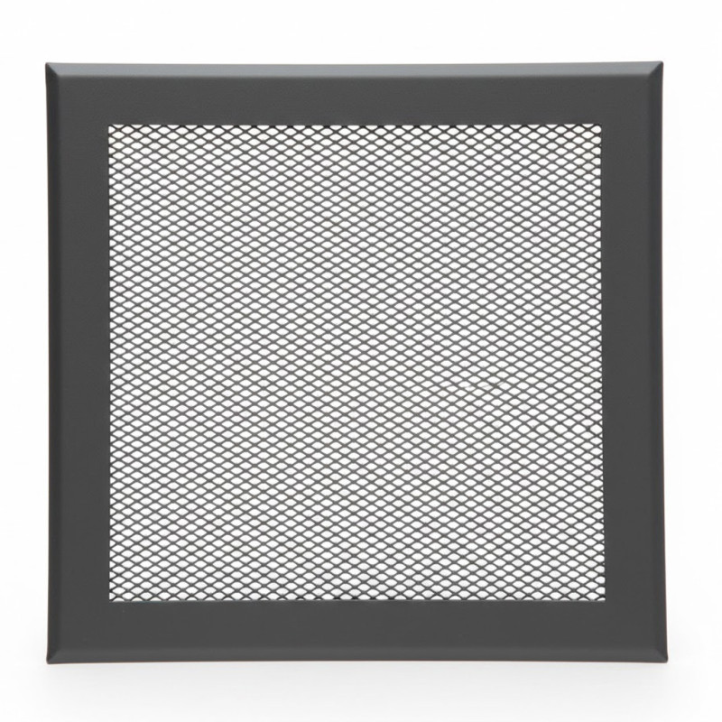 Grelha de ventilação metálica com pré-moldura 15x15 cm cinza | Ventilação e Dutos