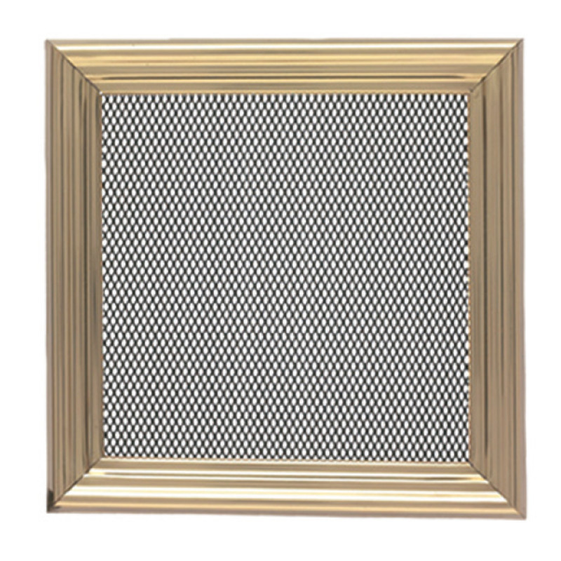 Grelha de ventilação metálica com pré-moldura 20x20 cm em latão | Ventilação e Dutos