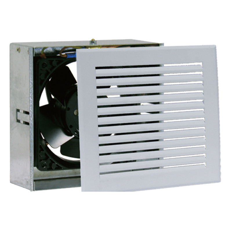 Grelha de Ventilação com Motor 17x17 cm | Grelha Exaustor Motorizada com Termostato para Lareiras e Fogões