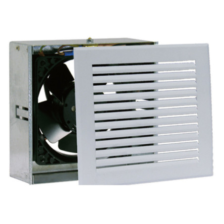 Rejilla de Ventilación de Aire Caliente con Motor 17x17 cm | Rejilla Extractora Motorizada con Termostato Chimeneas y Estufas