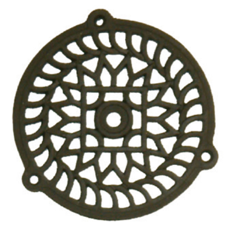 Griglia di ventilazione rotonda in ghisa per installazione ad incasso 13 cm nera | Griglia decorativa per camino