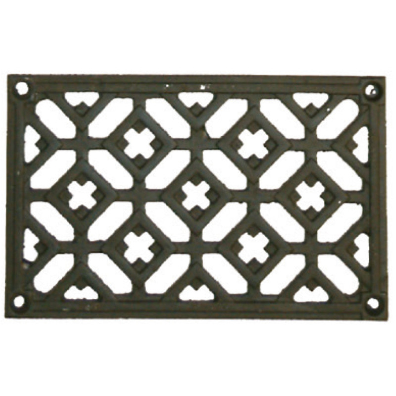 Rechteckiges Lüftungsgitter aus Gusseisen für den Einbau 16x10 cm Schwarz | Dekoratives Gitter