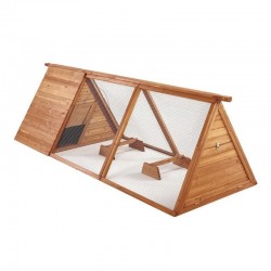 Pollaio in Legno Triangolare per Galline o Conigli, 280 x 100 x 80 cm. Pollaio con fondo Aperto e Maniglia Superiore