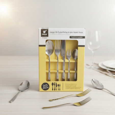 Ensemble de couverts 20 pièces en acier inoxydable | Ensemble de couverts professionnels 4 mm | Ustensiles de cuisine durables |