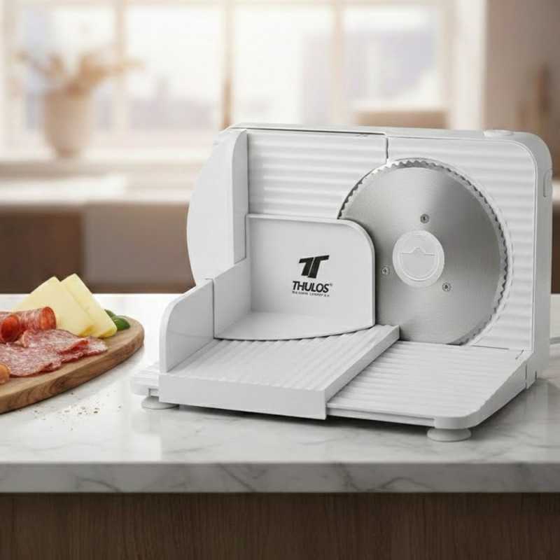 Trancheuse à viande électrique en acier inoxydable | 180 W | Épaisseur réglable de 0 à 15 mm | Interrupteur de sécurité