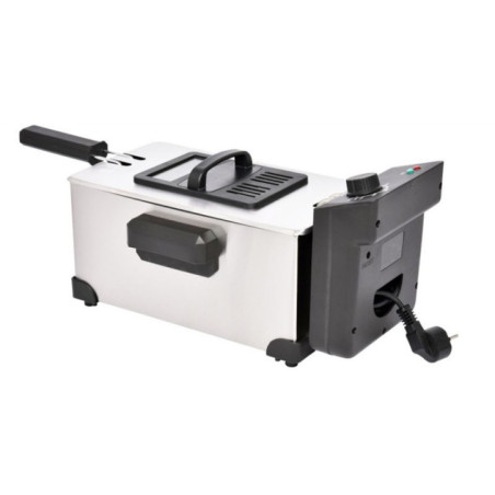 Thulos 3-Liter-Fritteuse | 2000-W-Elektrofritteuse mit einstellbarem Thermostat | Edelstahl-Fritteuse