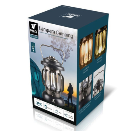 Wiederaufladbare LED-Campinglaterne (230 Lumen) | Verstellbares Licht | Tragbare Laterne mit klappbarem Griff | Ideal für Campin