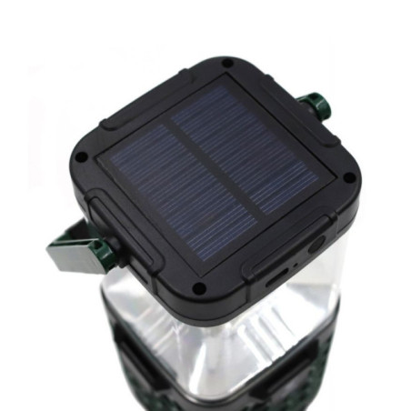 Wiederaufladbare Campinglaterne mit Solar- und USB-C-Ladefunktion | Mückenschutzfunktion | Tragbare Laterne mit Klappgriff