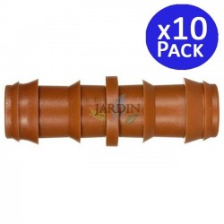 Lot de 10 Jonction cannelés goutte à goutte 16mm marron. Raccord pour tube d'irrigation de diamètre 16 mm