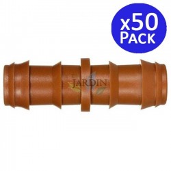 Lot de 50 Jonction cannelés goutte à goutte 16mm marron. Raccord pour tube d'irrigation de diamètre 16 mm