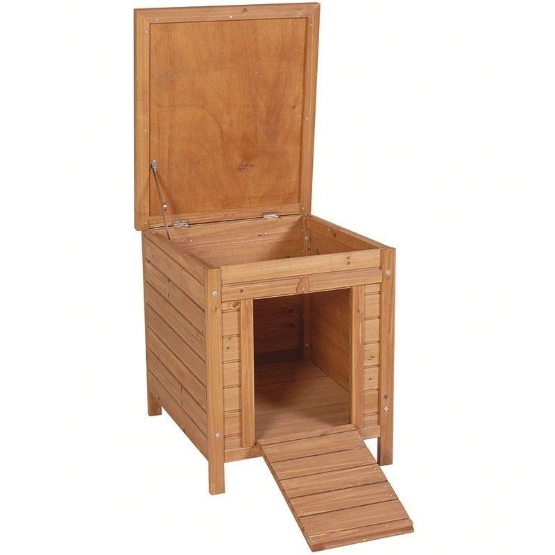 Casetta in Legno per Galline o Conigli 42 x 55 x 43 cm. Pollaio con Coperchio Superiore e Gambe Sollevate 