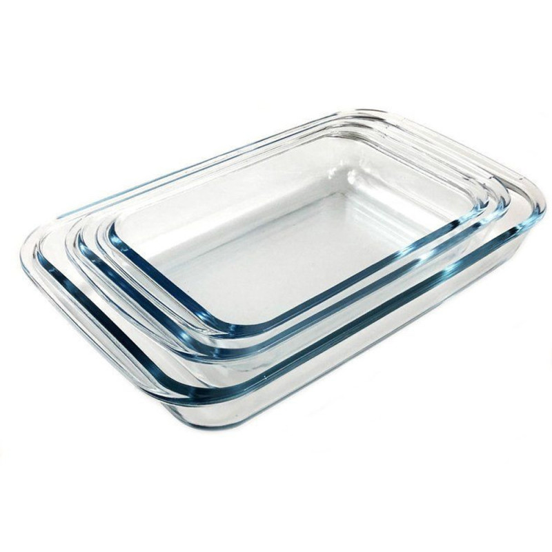 Set mit 3 rechteckigen Glas-Backformen, 1–2,2 Liter | Mikrowellen-, gefrier- und spülmaschinengeeignet
