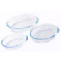 Lot de 3 plats ovales en verre pour four (0,7 à 2,4 litres) | Compatibles micro-ondes, congélateur et lave-vaisselle