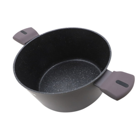 Forged Aluminum Casserole with Glass Lid Ø20 cm | Pot with Non-Stick Stone Effect Coating | 10 cm Deep