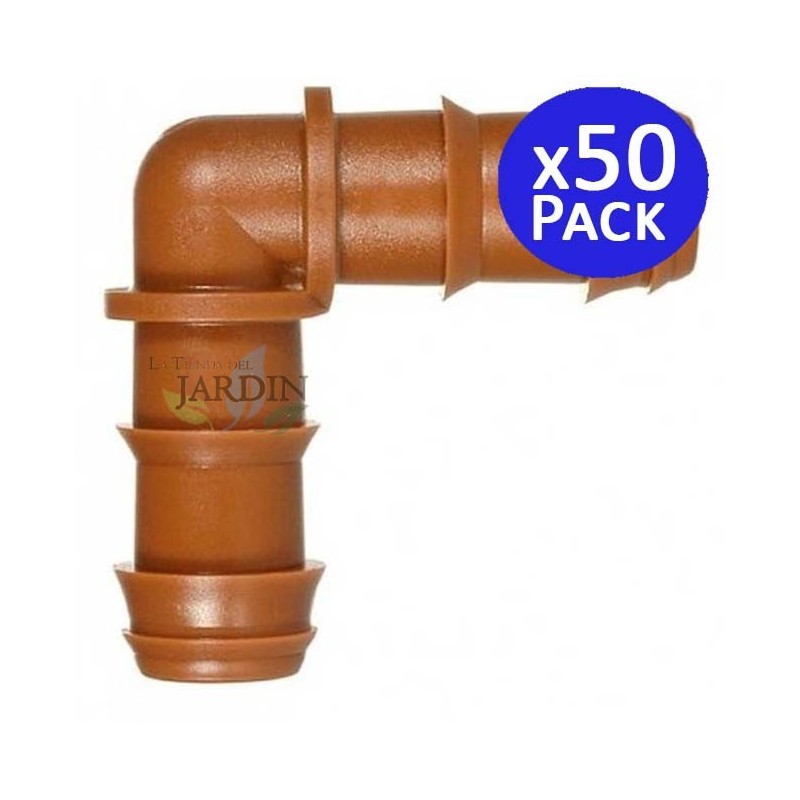 Pack 50 Codo Riego por Goteo 16mm | Codo conector tuberia 16 mm | Codo Goteo para Manguera de Riego 16mm marrón Pack 50 Codo Riego por Goteo 16mm | Codo conector tuberia 16 mm | Codo Goteo para Manguera de Riego 16mm marrón