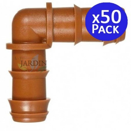 16mm brown drip irrigation elbow. 50 units.